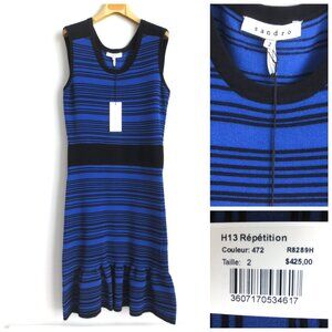 NWT AUTHENTIC SANDRO STRIPE KNIT DRESS MSRP $425